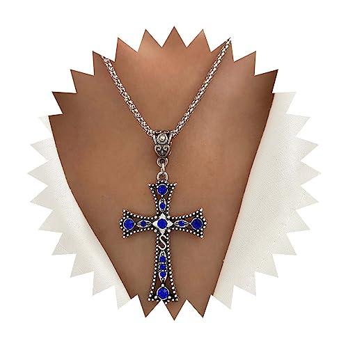 並行輸入品】YienDoo パンク クリスタル クロス ペンダント ネックレス 