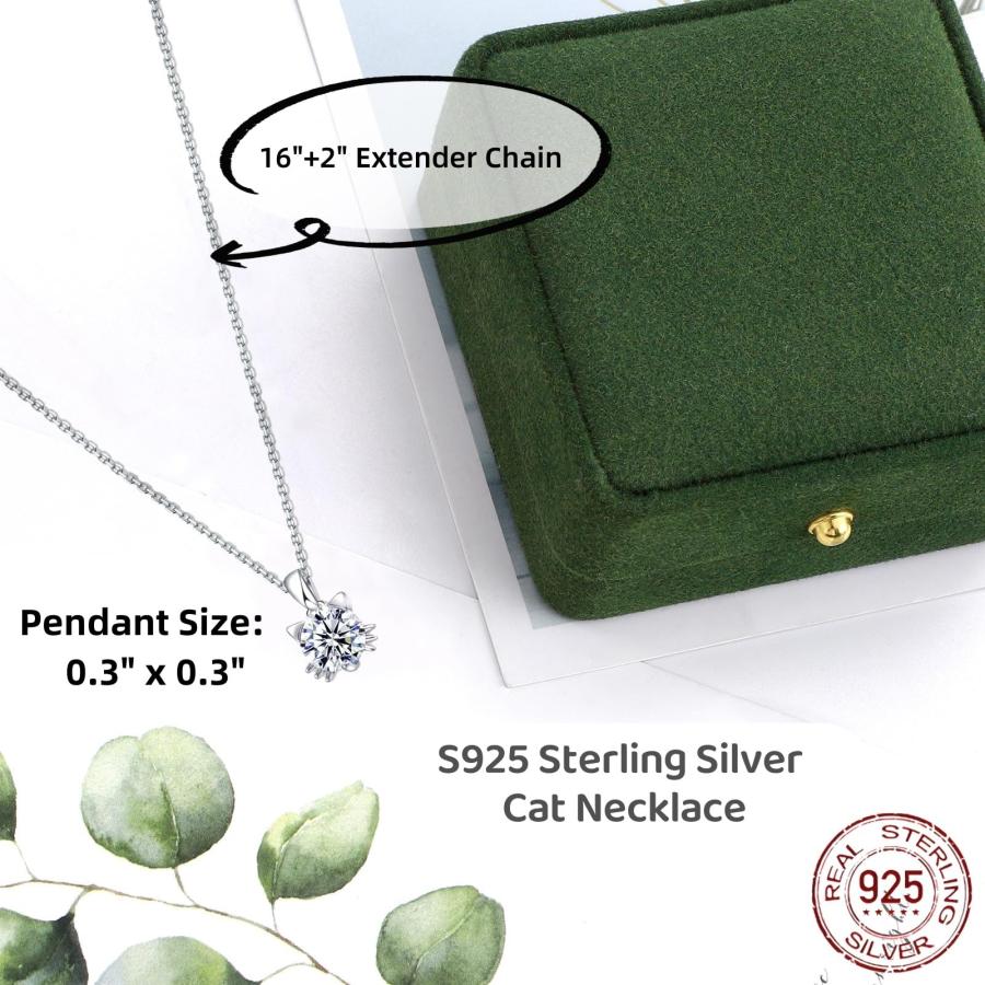 【並行輸入品】AmaWikend 925スターリングシルバー 猫 ブラックスワン ペンダントネックレス モアッサナイトブラックオニキス製 18K