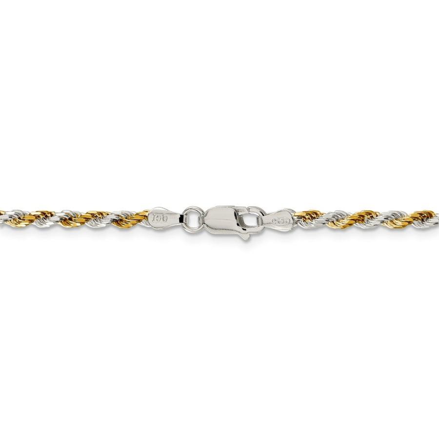 【並行輸入品】Solid 925 Sterling Silver & Vermeil 2.5mm Diamond Cut Rope Chain_6