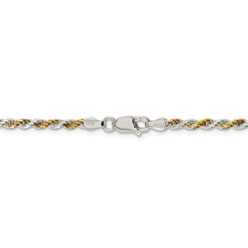 【並行輸入品】Solid 925 Sterling Silver & Vermeil 2.5mm Diamond Cut Rope Chain_7