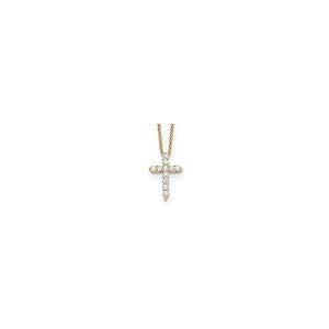 【並行輸入品】Solid 14k Yellow Gold Lab Grown Diamond Cross Pendant Necklace Cの画像