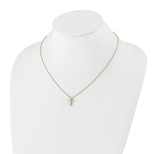【並行輸入品】Solid 14k Yellow Gold Lab Grown Diamond Cross Pendant Necklace Cの画像