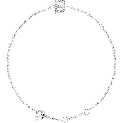 【並行輸入品】Solid 14k White Gold .07 Cttw Diamond Alphabet Initial Letter Bの画像