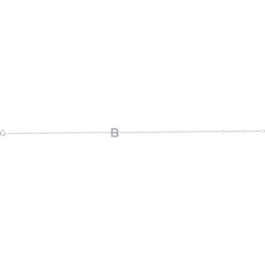 【並行輸入品】Solid 14k White Gold .07 Cttw Diamond Alphabet Initial Letter Bの画像
