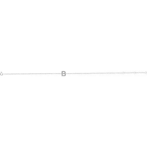 【並行輸入品】Solid 14k White Gold .07 Cttw Diamond Alphabet Initial Letter Bの画像