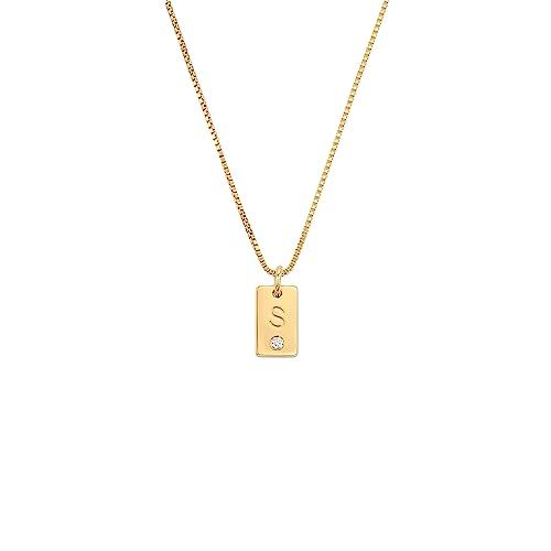 【並行輸入品】Oak&Luna   ウィロータグ イニシャルネックレス スターリングシルバー925 / ゴールドメッキ   パーソナライズされたの画像