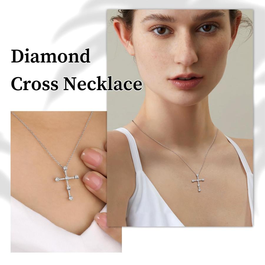 並行輸入品】CAIDIKA ダイヤモンドクロスネックレス 10K ホワイト
