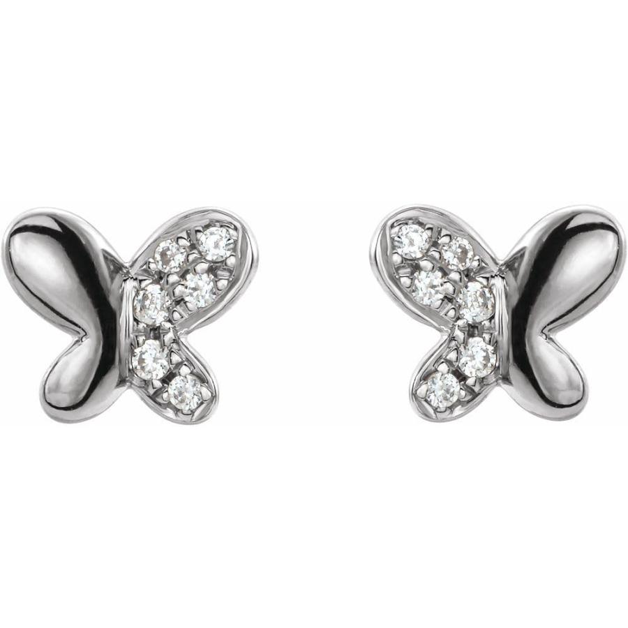【並行輸入品】14k White Gold Diamond Butterfly Hoop Earrings (.04 cttw, H, I1)の画像