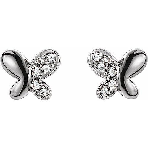 【並行輸入品】14k White Gold Diamond Butterfly Hoop Earrings (.04 cttw, H, I1)の画像