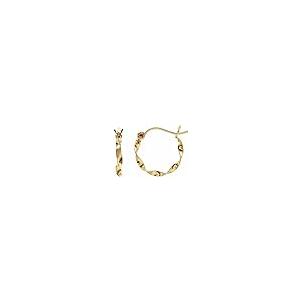 【並行輸入品】Semi Polished 14k Yellow Gold 15mm Twisted Tube Hoop Earringsの画像