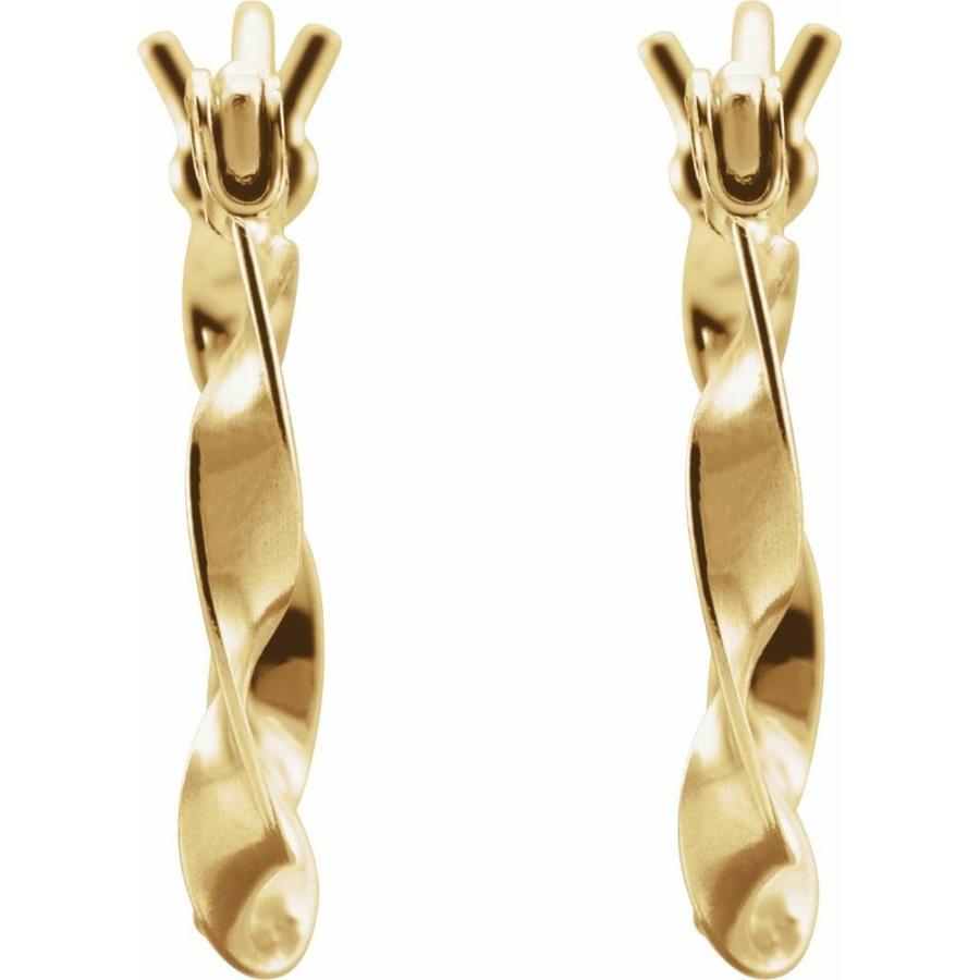 【並行輸入品】Semi Polished 14k Yellow Gold 15mm Twisted Tube Hoop Earringsの画像