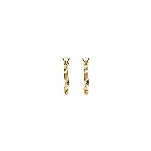 【並行輸入品】Semi Polished 14k Yellow Gold 15mm Twisted Tube Hoop Earringsの画像