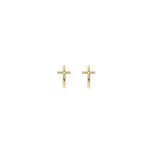【並行輸入品】14k Yellow Gold 11.8mm Cross Hoop Religious Earringsの画像