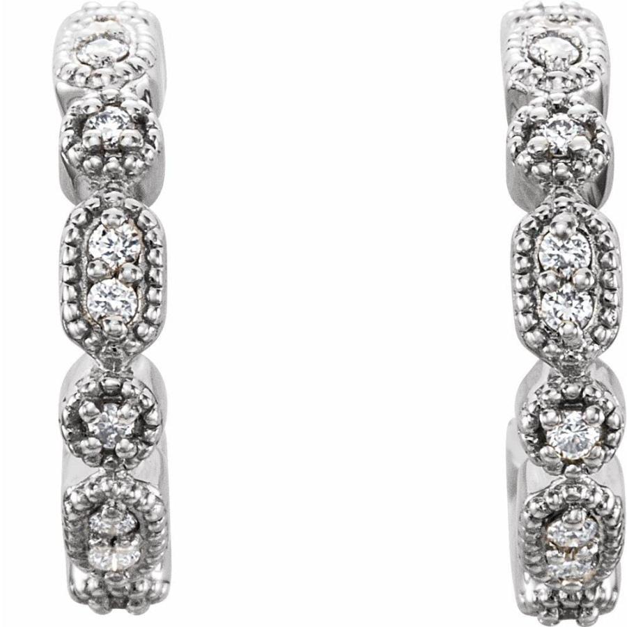 【並行輸入品】Sterling Silver Diamond Hoop Earrings (1/8 cttw, G H, I1)の画像