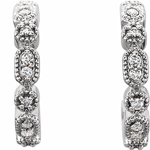 【並行輸入品】Sterling Silver Diamond Hoop Earrings (1/8 cttw, G H, I1)の画像