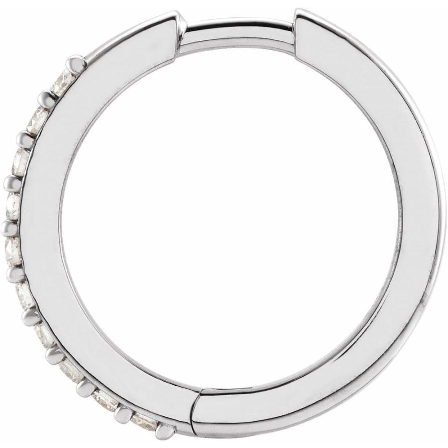 【並行輸入品】14k White Gold Diamond Hinged 15mm Single Hoop Earring (Only Oneの画像