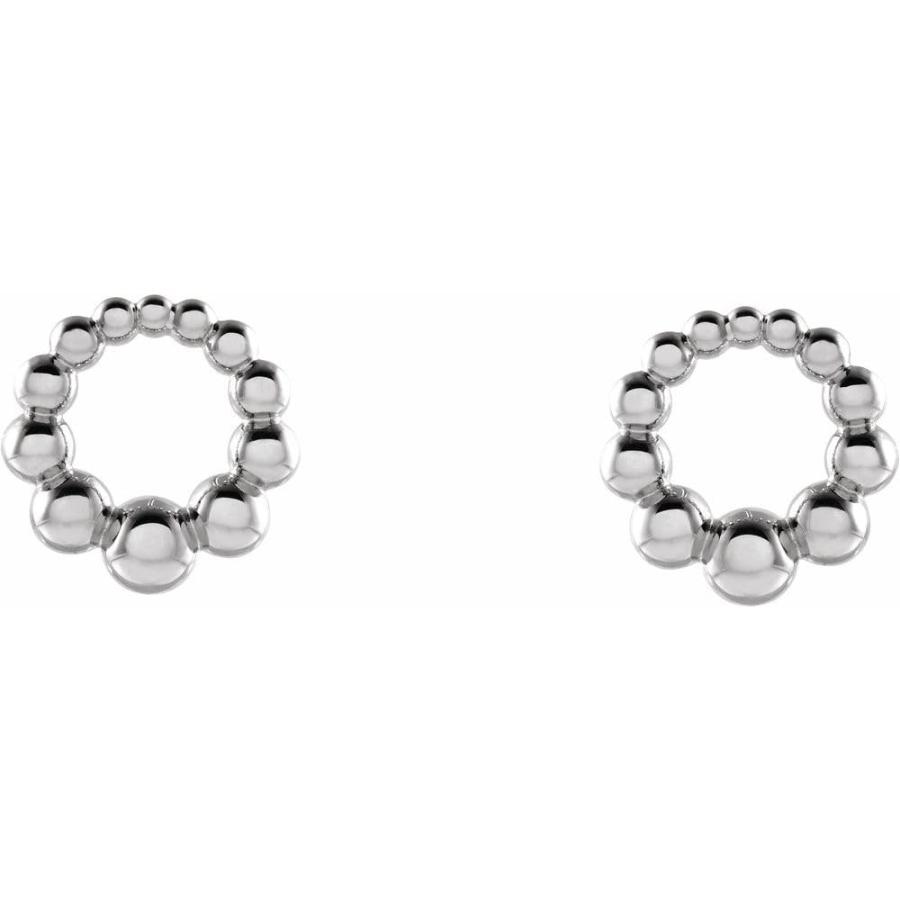 【並行輸入品】14k White Gold Graduated Beaded Circle Hoop Earringsの画像