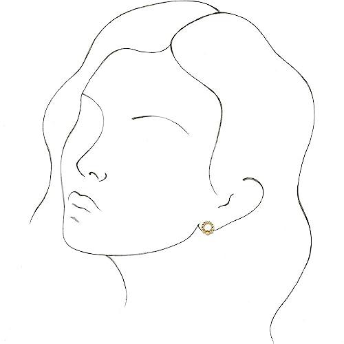 【並行輸入品】14k White Gold Graduated Beaded Circle Hoop Earringsの画像