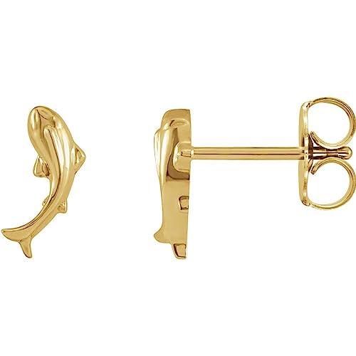 【並行輸入品】14k Yellow Gold Tiny Koi Fish Earrings (Left Side Only)の画像