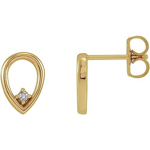 【並行輸入品】14k Yellow Gold Diamond Geometric Drop Dangle Earrings (.03 cttwの画像