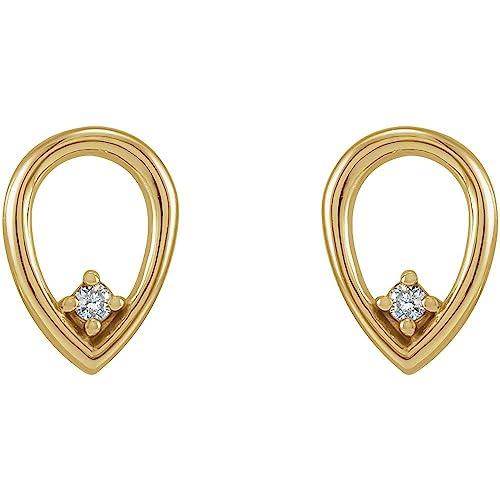 【並行輸入品】14k Yellow Gold Diamond Geometric Drop Dangle Earrings (.03 cttwの画像