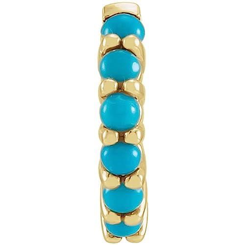 【並行輸入品】14k Yellow Gold Turquoise Hinged Single Hoop Earring (Only One Eの画像