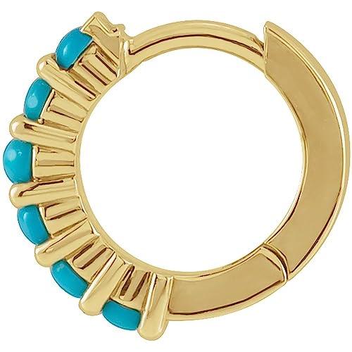 【並行輸入品】14k Yellow Gold Turquoise Hinged Single Hoop Earring (Only One Eの画像