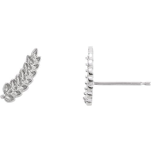 【並行輸入品】14k White Gold Leaf Ear Climber For Earrings Mounting (Left Sideの画像