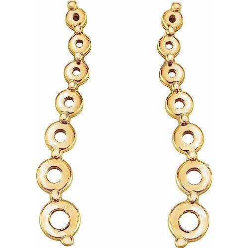 【並行輸入品】Semi Polished 10k Yellow Gold Journey Drop Dangle Earrings Mountの画像