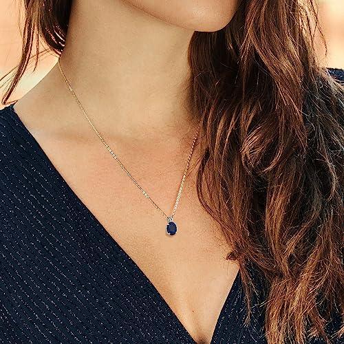 【並行輸入品】[Gem Stone King] 4.5カラット 天然 サファイア ネックレス レディース 14金 ホワイトゴールド K14 9月の画像