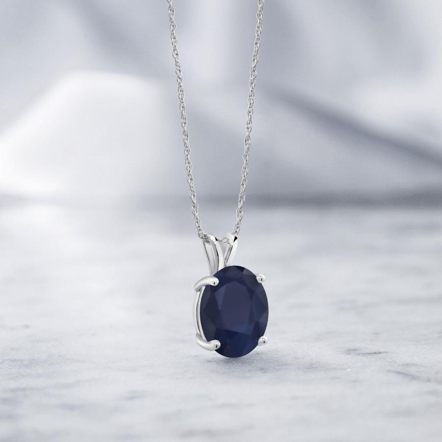 【並行輸入品】[Gem Stone King] 4.5カラット 天然 サファイア ネックレス レディース 14金 ホワイトゴールド K14 9月の画像