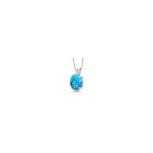 【並行輸入品】[Gem Stone King] 1.17カラット シミュレイテッド ブルーオパール ネックレス レディース 14金 ホワイトゴーの画像