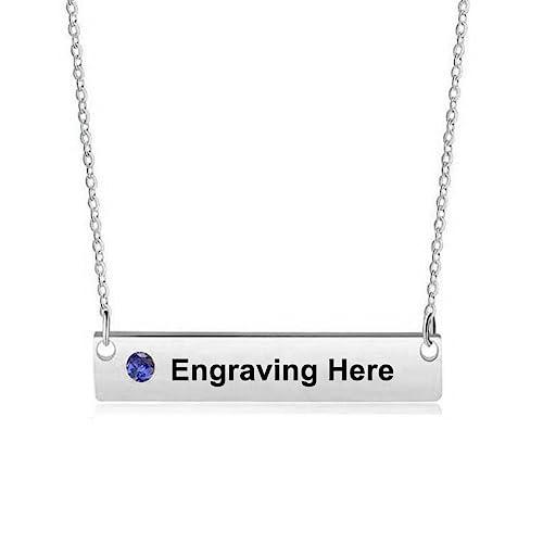 【並行輸入品】OUTANG 10K 14K 18K Gold Name Bar Necklace Personalized Birthstonの画像