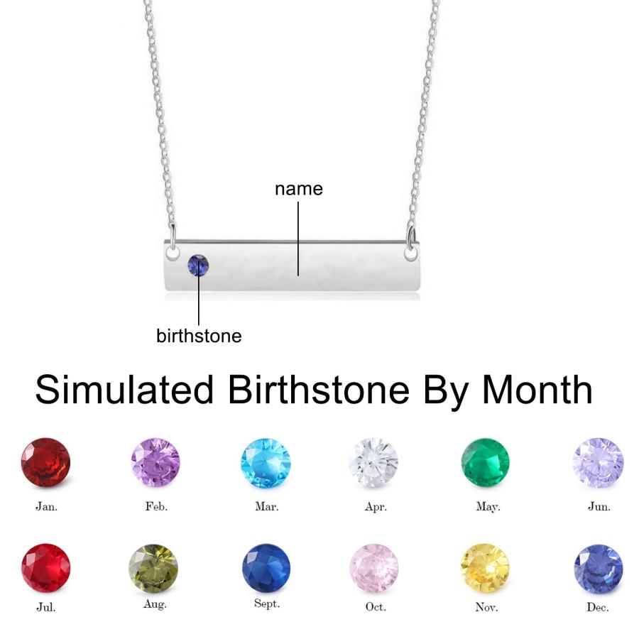 【並行輸入品】OUTANG 10K 14K 18K Gold Name Bar Necklace Personalized Birthstonの画像