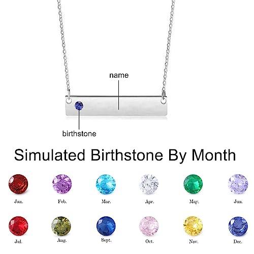 【並行輸入品】OUTANG 10K 14K 18K Gold Name Bar Necklace Personalized Birthstonの画像