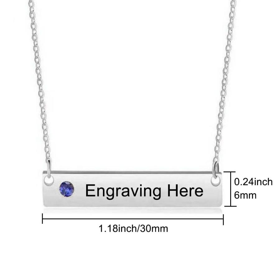 【並行輸入品】OUTANG 10K 14K 18K Gold Name Bar Necklace Personalized Birthstonの画像