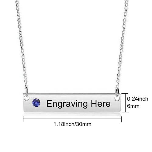 【並行輸入品】OUTANG 10K 14K 18K Gold Name Bar Necklace Personalized Birthstonの画像