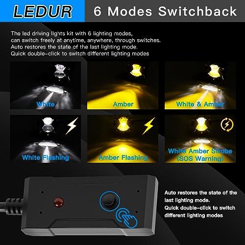 【並行輸入品】LEDUR 120W LED ポッド オフロード ドライビングライト [アンバー\u0026ホワイトフラッシュ] 6モード メモリ機能 リセの画像