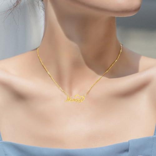 【並行輸入品】LONAGO 14K Gold Personalized Name Necklace 14K Real Gold Name Peの画像
