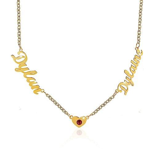 【並行輸入品】BETHZA 10K 14K 18K Solid Gold Personalized 2 Names Necklace forの画像
