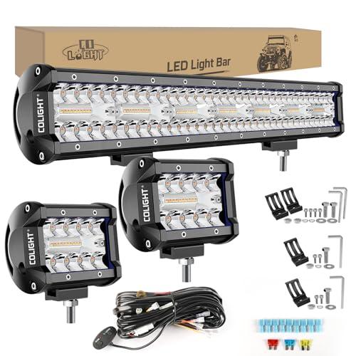 【並行輸入品】CO LIGHT 20 Inch LED Light Bar Combo with 2x4 Inch LED Pod | Whiの画像