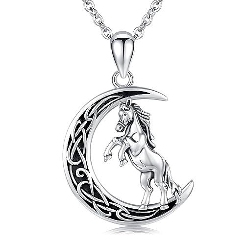 【並行輸入品】Midir&Etain 馬ネックレス レディース 925スターリングシルバー ムーンペンダント アニマルジュエリー ギフト 低刺激