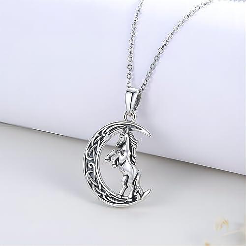 【並行輸入品】Midir&Etain 馬ネックレス レディース 925スターリングシルバー ムーンペンダント アニマルジュエリー ギフト 低刺激