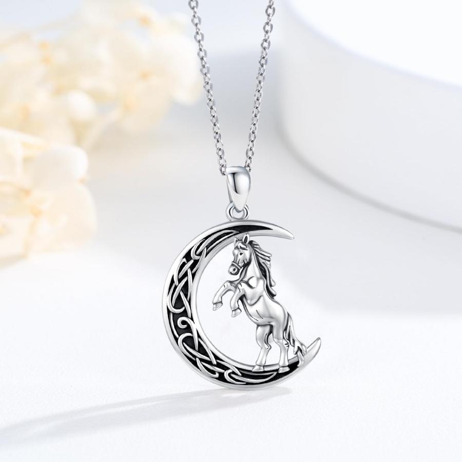 【並行輸入品】Midir&Etain 馬ネックレス レディース 925スターリングシルバー ムーンペンダント アニマルジュエリー ギフト 低刺激