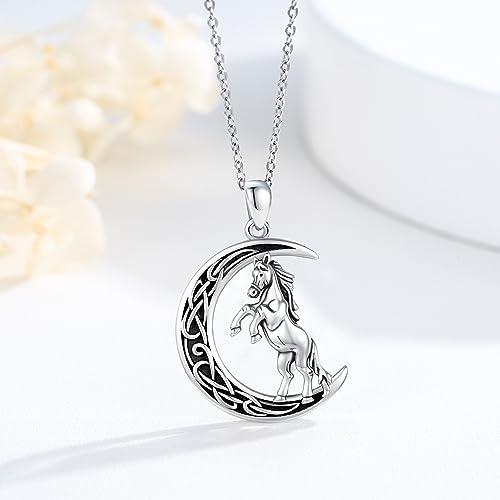 【並行輸入品】Midir&Etain 馬ネックレス レディース 925スターリングシルバー ムーンペンダント アニマルジュエリー ギフト 低刺激