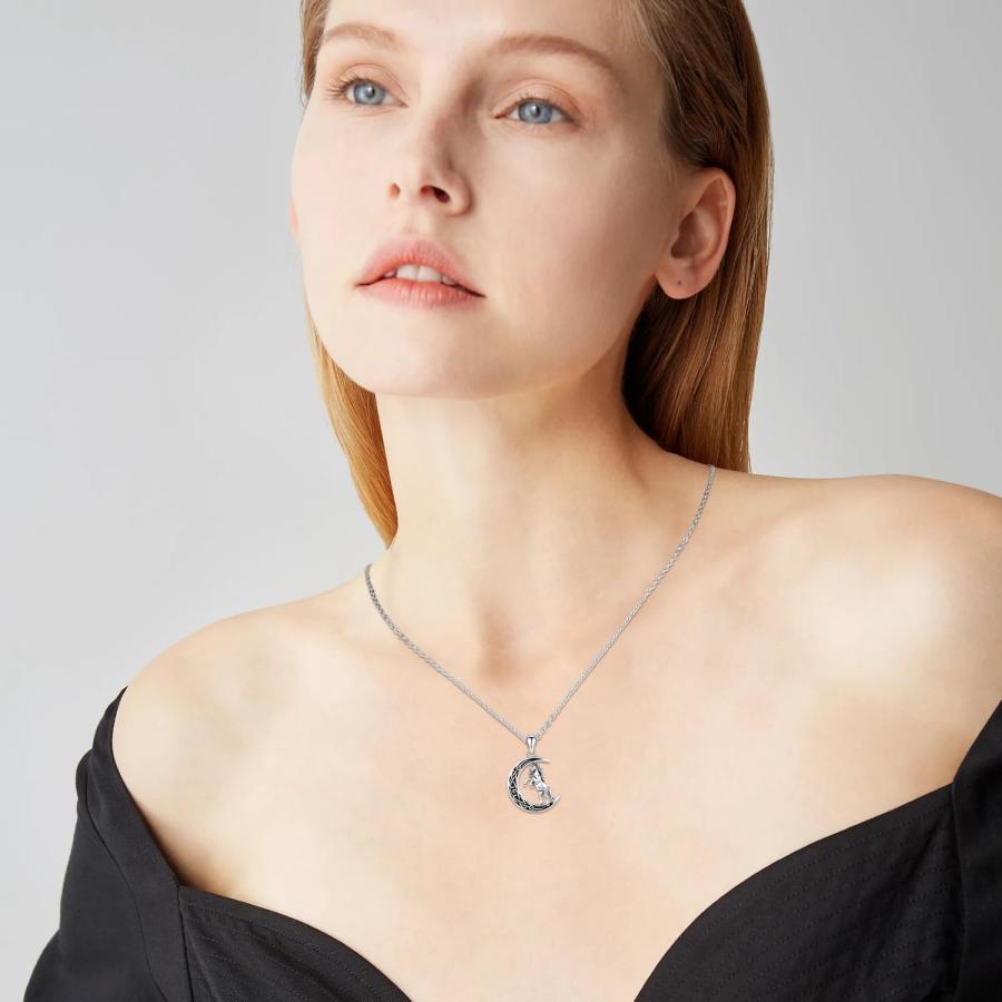 【並行輸入品】Midir&Etain 馬ネックレス レディース 925スターリングシルバー ムーンペンダント アニマルジュエリー ギフト 低刺激