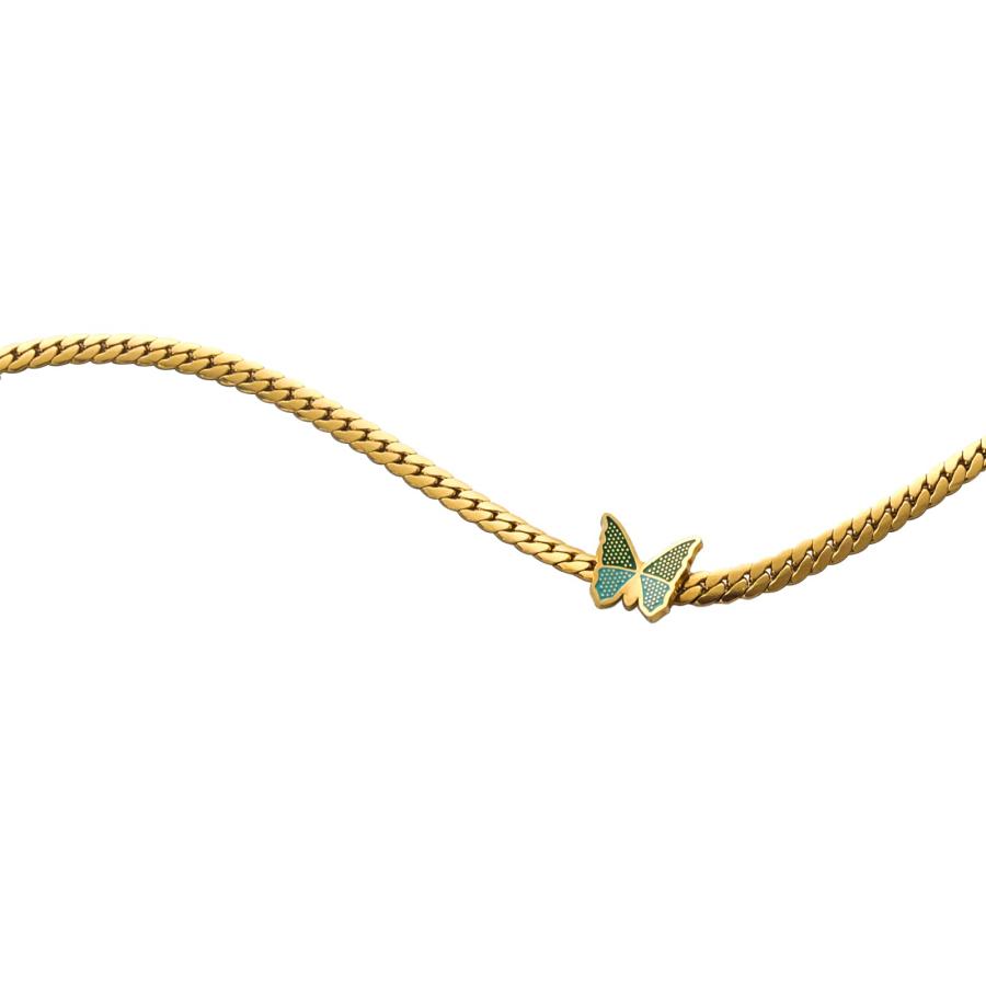 【並行輸入品】APaztip バタフライチョーカーネックレス 18Kゴールド 繊細 キュート キューバ リンクチェーン レディース 卒業ギフトの画像