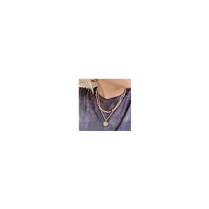 【並行輸入品】Alangbudu Dainty Layered Initial Necklaces for Women Trendy， 14K_5