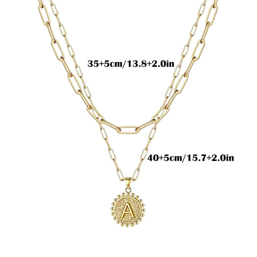 【並行輸入品】Alangbudu Dainty Layered Initial Necklaces for Women Trendy， 14K_9