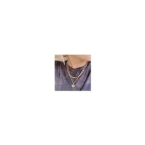 【並行輸入品】Alangbudu Dainty Layered Initial Necklaces for Women Trendy， 14K_5